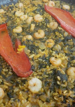Foto principal de Paella al HORNO de espinacas y gamba pelada