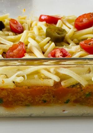 A picture of Potato and soya mince bake.