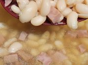 A picture of ham and white bean