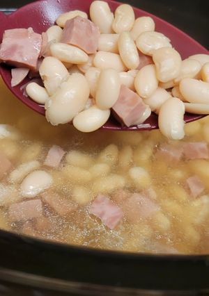 A picture of Crockpot Great Northern Beans and Ham.
