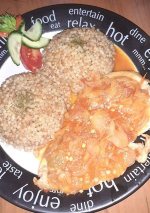 Lecsós szelet tarhonyával recept fotója