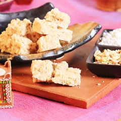 A picture of Coconut and Peanut Burfi.