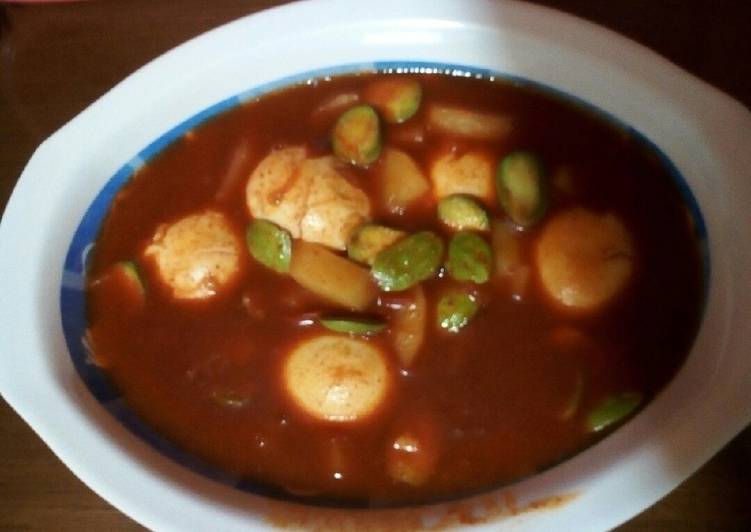 Cara Gampang Membuat Telur balado petai kentang yang Lezat Sekali