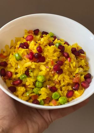 A picture of Kanda poha { Maharashtra Street Food }.