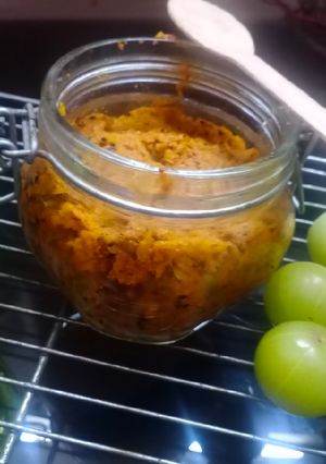 A picture of Amla Lacha achar(Amla pickle).