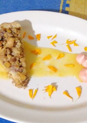 Una foto de "Tarta de Otoño" Tarta de manzana con suspiros de merengue