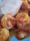 Camarones a la criolla con majado de yautia