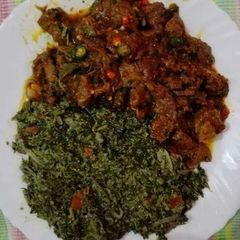 A picture of Wet Fried beef with managu.