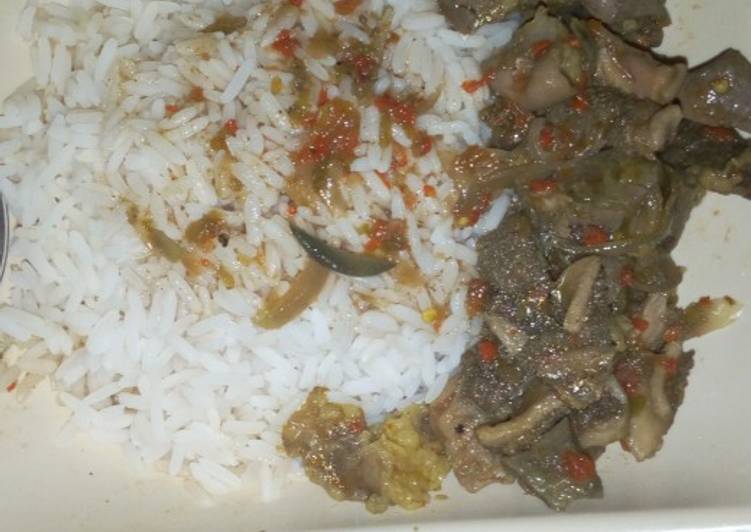 Steps to Prepare Ultimate Intestine pepper soup and white Rice