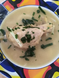 Una foto de Pollo en crema de champiñones con salsa teriyaki