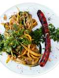Tagliatelles de courgettes aux herbes fraîches et au boulgour-Merguez