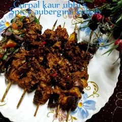 Spicy aubergine kebabs 🍆 A picture of Spicy aubergine kebabs 🍆.