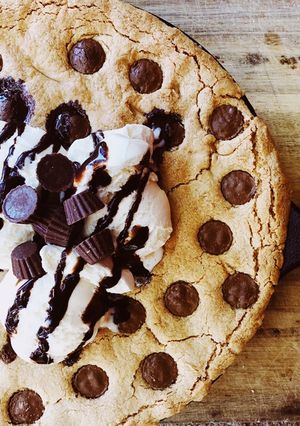 A picture of Peanut Butter Cup Skillet Cookie.