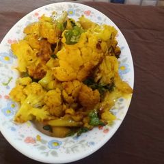 Cauliflower fry without potato, no garlic no onion A picture of Cauliflower fry without potato, no garlic no onion.