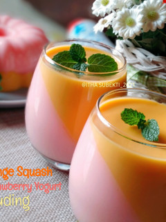 Foto resep Orange Squash Strawberry Yogurt Puding