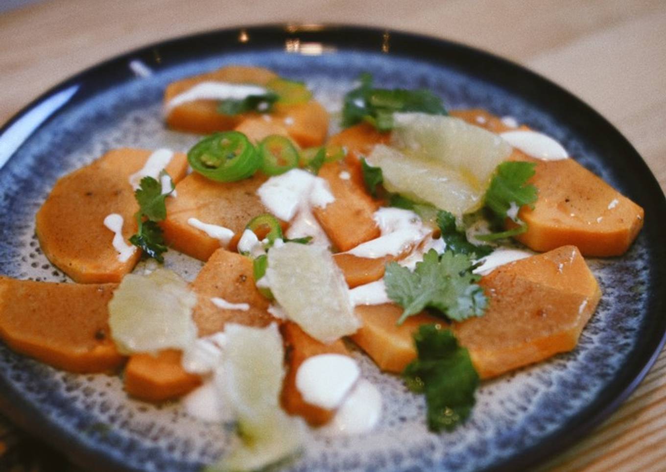 Roasted butternut squash with lime sauce