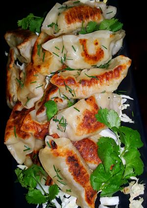 A picture of Mike's Pan Seared Pork Wontons Or Pork Pot Stickers.