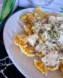 Pâtes au poulet et champignons à la crème