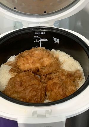 Foto resep Nasi ayam KFC ricecooker super easy takaran sendok