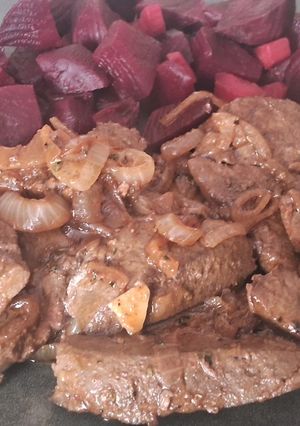 Una foto de Hígado encebollado