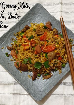 Foto resep 200. Mie Goreng Hati, Ampela, Sosis dan Bakso