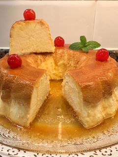 Una foto de Flan de queso y leche condensada