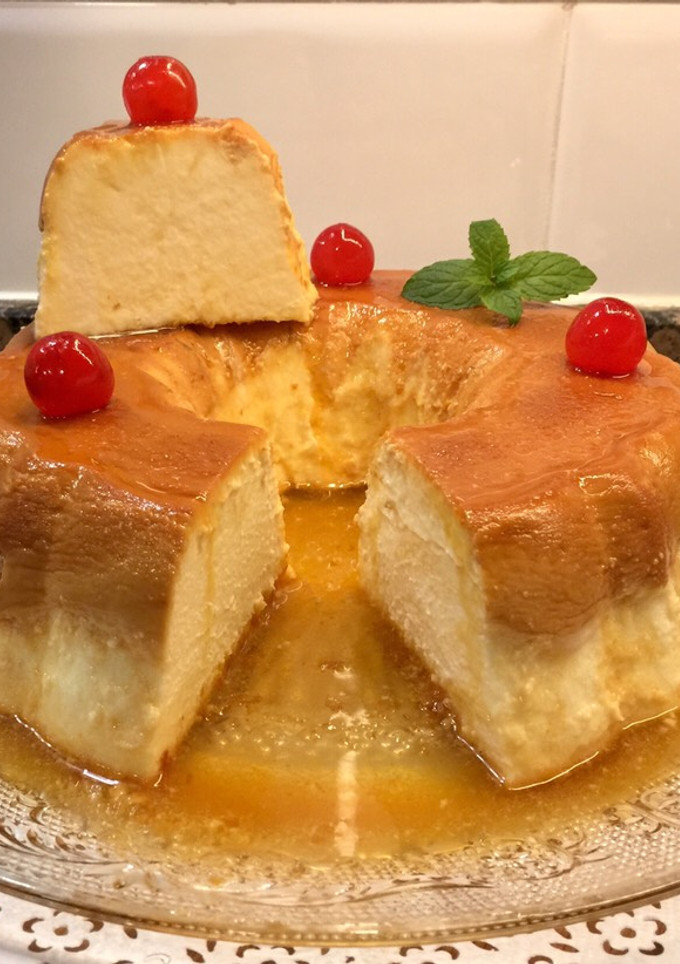 Una foto de Flan de queso y leche condensada