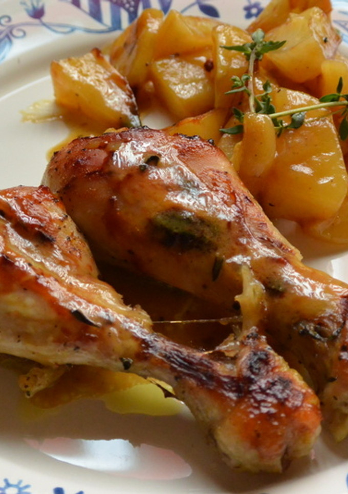 Una foto de Pollo asado con mostaza y miel