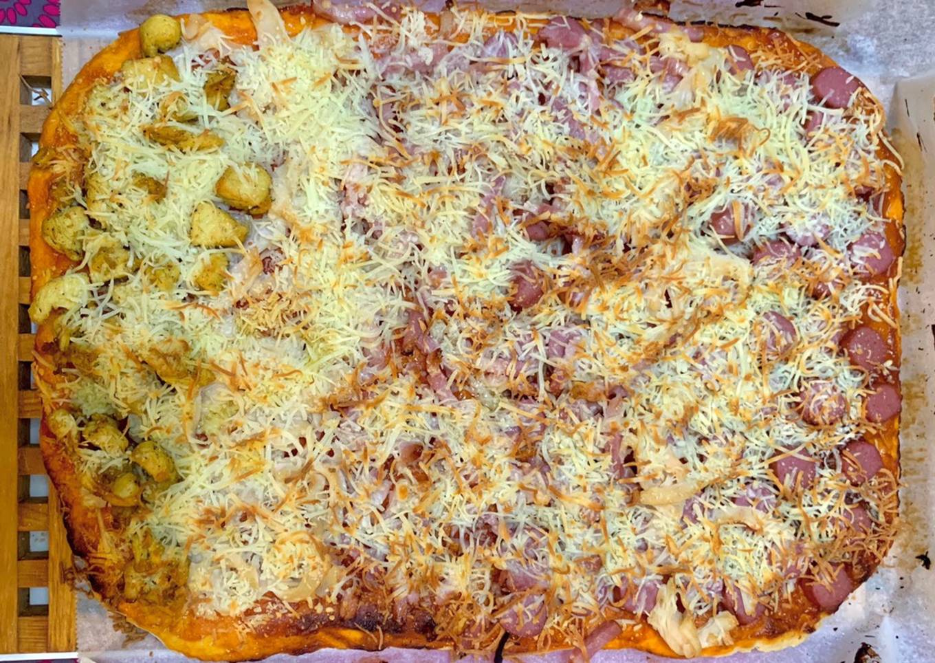 Pizza casera de pollo al curry