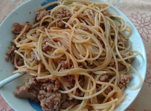 Una foto de Spaghetti bolognesa. ॐ
