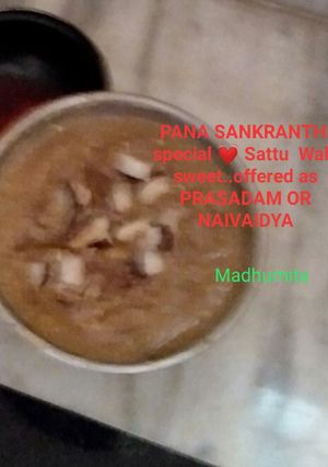 A picture of Coconut jaggery Sattu vishu special.