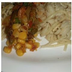 A picture of Carrot veggies sauce &Spaghetti macaroni#Abujamoms #Abjmoms.