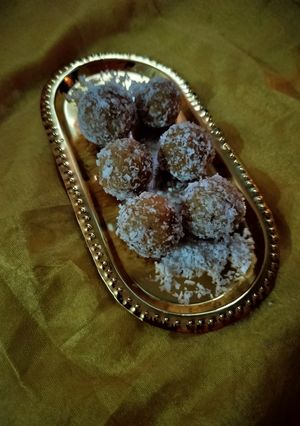 A picture of Condensed milk mix pineapple laddu.