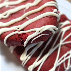 A picture of Cake mix red velvet cookies.