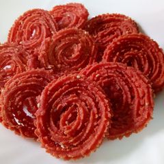 A picture of Beetroot Chakri#foodphotographychallenge.