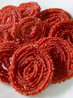 A picture of Beetroot Chakri#foodphotographychallenge.