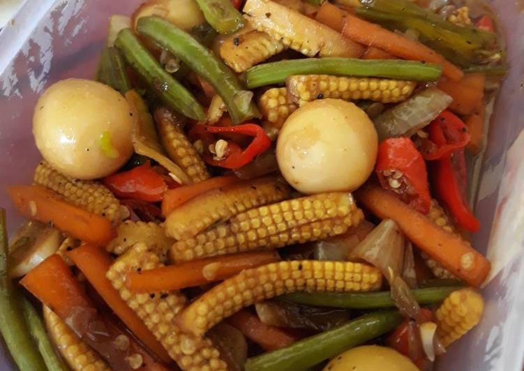 Bahan meracik Tumis sayur dan telur puyuh yang nikmat