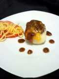 Baked patato with brown onion sous