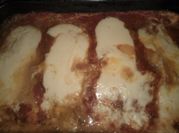 Una foto de pizza de berenjena