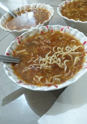 A picture of Chicken manchow soup.