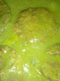 A picture of Carnitas Patties in Green Sauce, Mario Style.