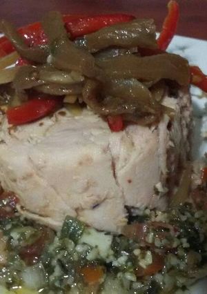 Una foto de Ensalada de atún y berenjenas a la vinagreta