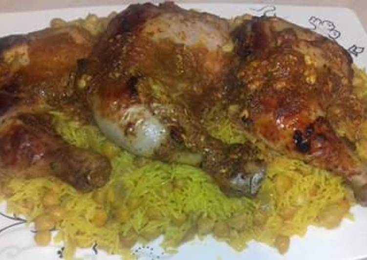لذيذجدًا وراك الفراخ بالثوم مع ارز بسمتي بالحمص سهلولذيذ: وراك الفراخ بالثوم مع ارز بسمتي بالحمص