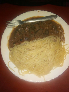A picture of Spaghetti and Liver stew.