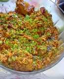 Arroz con costillas de cerdo y espinacas