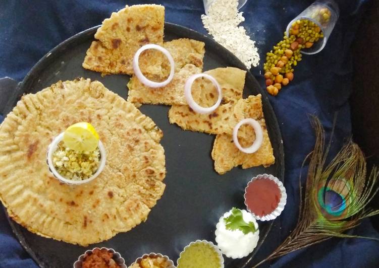 Recipe of Perfect Sprouts veg curd stuffed paratha of Oats