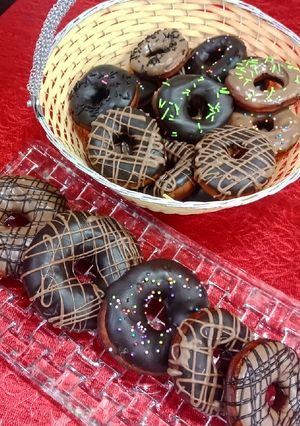 A picture of Chocolate confetti donuts.
