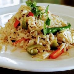 A picture of Achari paneer pulao.