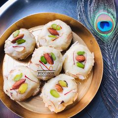 A picture of Janmashtami Bhog- Milk Peda.