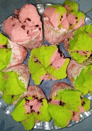 Foto resep Bolu Kukus Vanila Green Pink